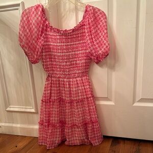 Pink and White Ruffled Smocked Sundress